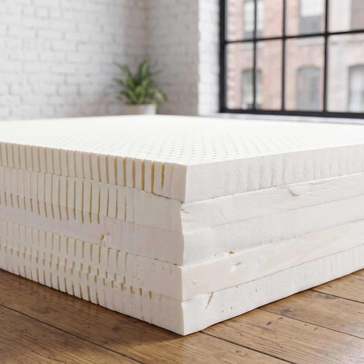Raw Layers of Organic Dunlop Latex Stacked to Make a Mattress