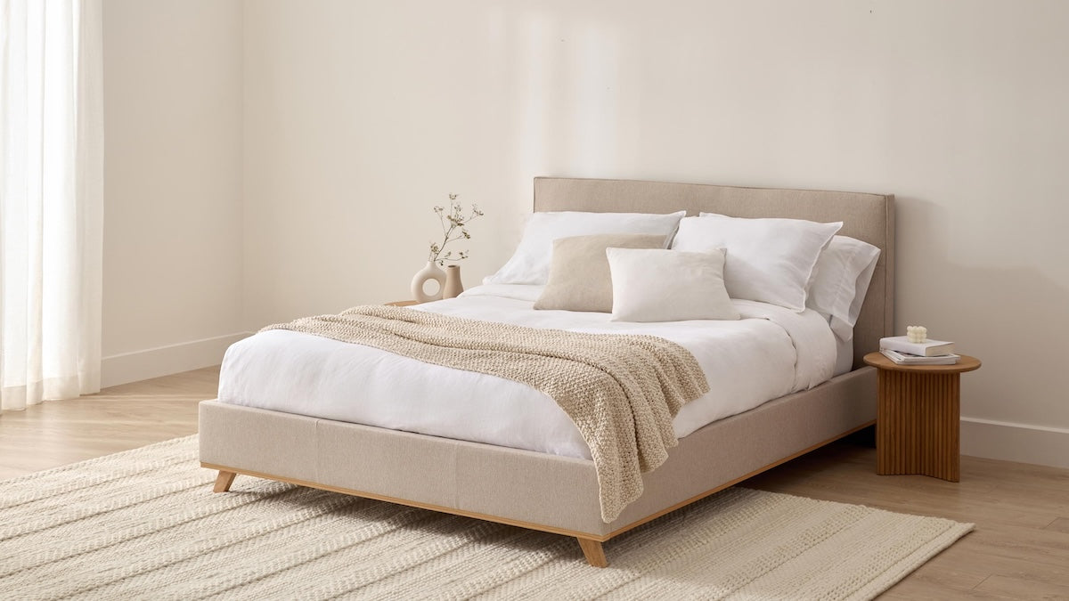 SAGE FABRIC UPHOLSTERED BED FRAME