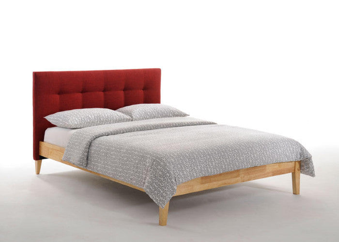 Red-Fabric-Upholstered-Headboard-Bed-With-Natural-Side-Rails 