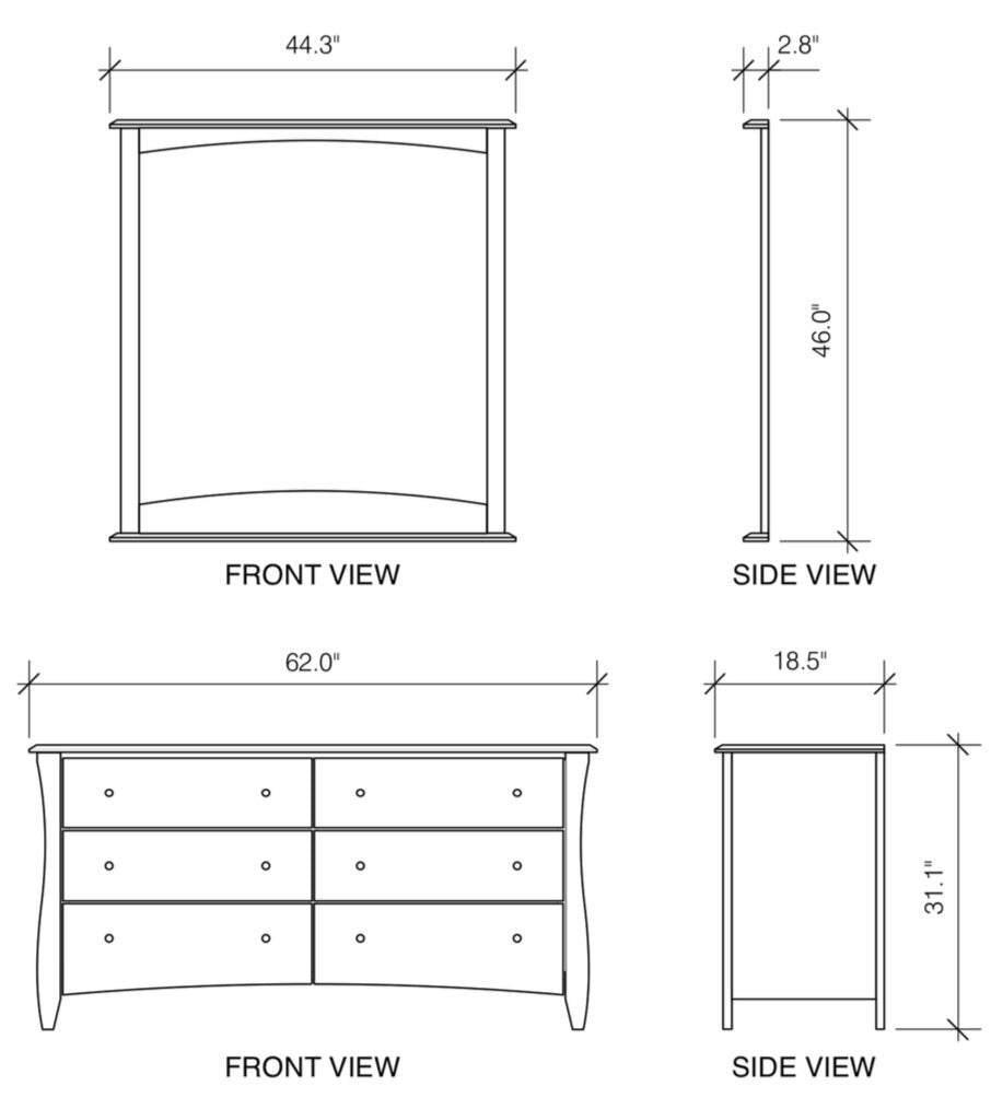 CLOVE DRESSER WITH 6 DRAWERS &amp; MIRROR